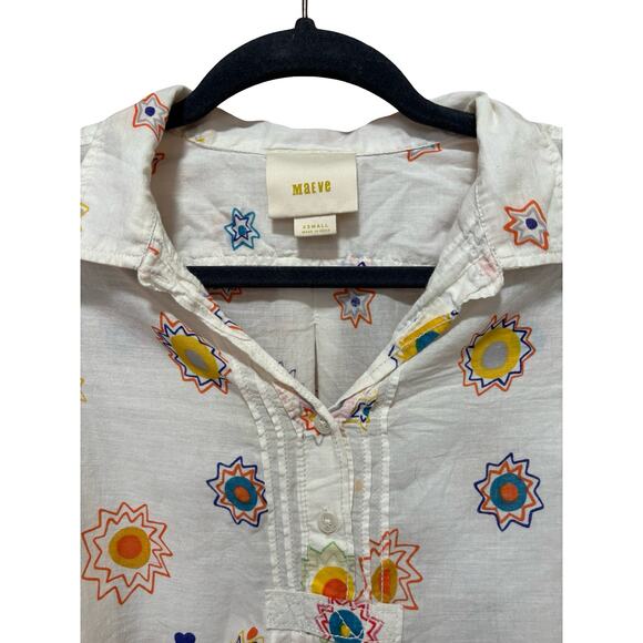 Anthropologie Eliot Embroidered Cotton Popover Blouse XS Boho Top - Picture 7 of 8